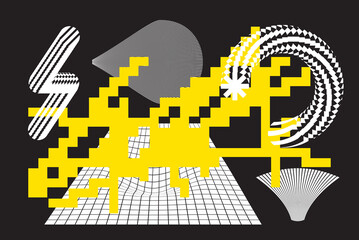 Wall Mural - strange vector shapes collection. geometric figures, distortion.