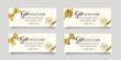 白の台紙に4種類の金色のリボンのギフトカードのベクターイラストセット