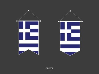 2 style of Greece flag. Ribbon versions and Arrow versions. Both isolated on a black background.