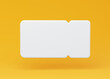 White 3d coupon frame on a yellow background. Illustration of a coupon ticket with an empty form. Layout of realistic 3d rendering.