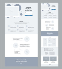 Wall Mural - website design template. landing page wireframe.