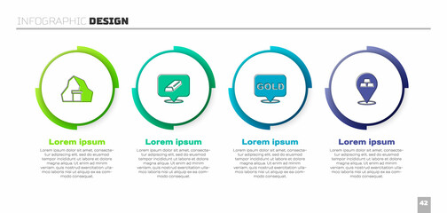 Set Gold mine, bars, and . Business infographic template. Vector