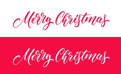 Wall Mural - Christmas hand drawn lettering. Xmas banner text. Holiday handwritten calligraphy. Merry Christmas typography design.