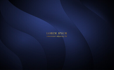 Wall Mural - abstract blue wave design with line on dark blue background. vector illustration