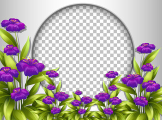 Poster - Round frame transparent with purple flowers template