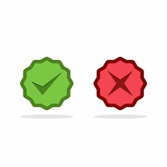 Check and wrong marks, Tick and cross marks, Accepted/Rejected, Approved/Disapproved, Yes/No, Right/Wrong, Green/Red, Correct/False, Ok/Not Ok - vector mark symbols in green and red. Isolated icon.