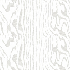 White wooden surface with fibre and grain. Natural lines wood, hand draw hatching texture, seamless tree striped background. Vector illustration