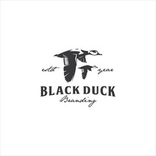 Vintage Retro Duck Fowl Bird Logo Design