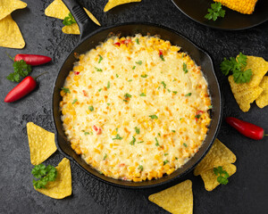 Wall Mural - Korean Corn Cheese in cast iron skillet frying pan