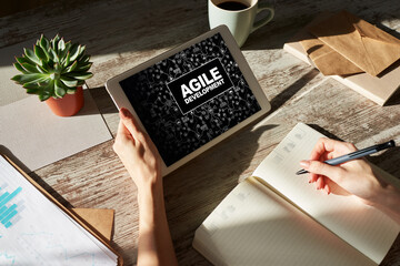 agile development concept on the device screen.