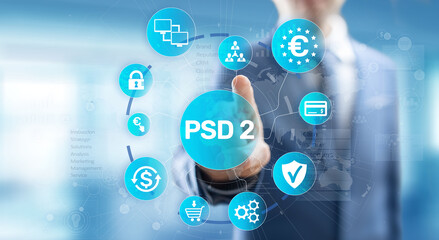 Wall Mural - PSD2 Payment Services Directive Open Banking Payment service provider security protocol.