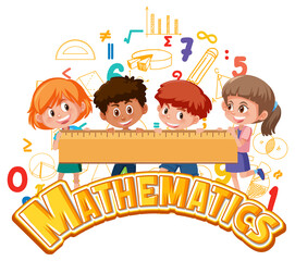 Math icon with kids and math tools