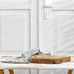 Wall Mural - desk of free space and white wall with shadwos.