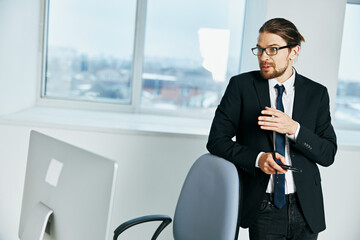 businessman near the desktop office computer Lifestyle