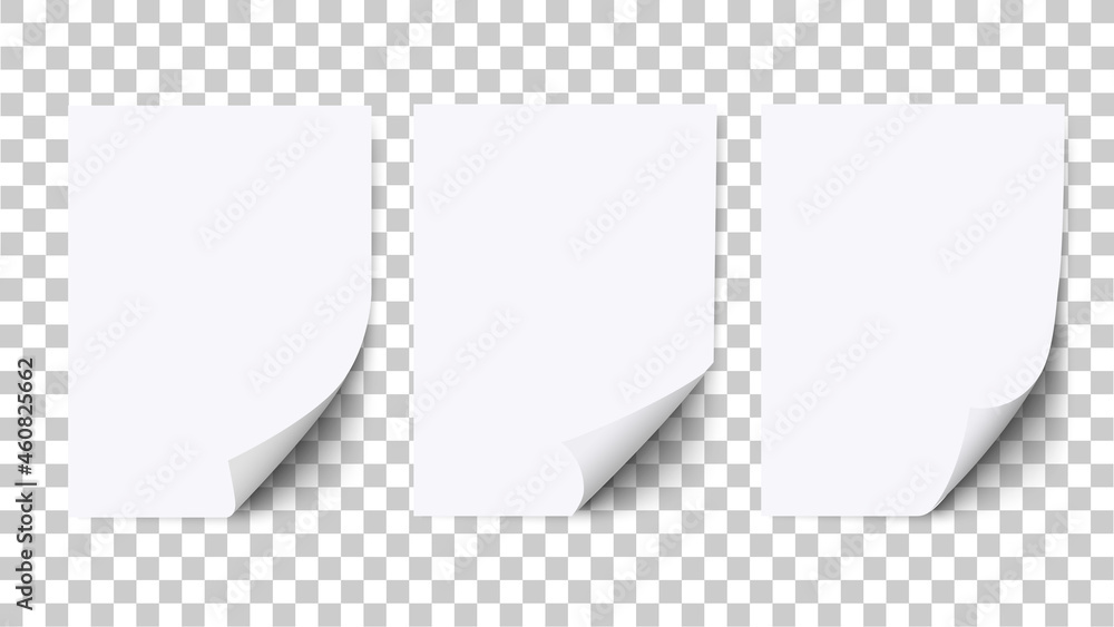 Empty Sheet of white paper with curled corner and shadow, paper mockups ...