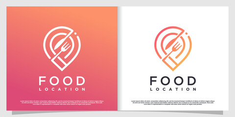 Wall Mural - Food location logo with simple and creative element style Premium Vector part 3