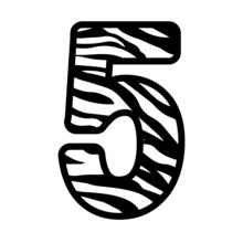 Number 5 With Zebra Print, Number Five With An Animal Pattern For A Birthday Party