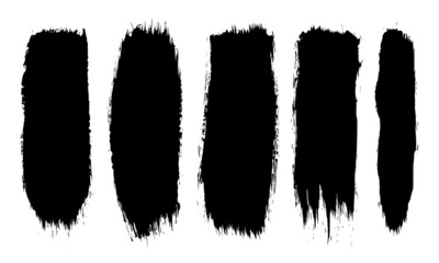 Set of black brush strokes isolated on white. Ink splatter. Paint droplets. Digitally generated image. Vector design elements, illustration, EPS 10.