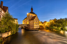 The Half-timbered Old Town Hall Of Bamberg In Germany At Night