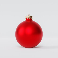 Christmas Or New Year Holidays Background, Red Bauble, 3d Render