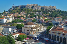 Panorama Of Athens From Monastiraki, Looking Up To The Acropolis