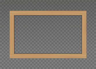 Wall Mural - Wooden frame isolated on transparent background. Vector realistic horizontal beige template. Mockup for photos or pictures. Front view. EPS10. 