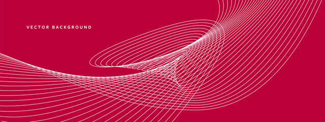 Wall Mural - Red abstract background with white wave design elements, minimalist vector graphic with line art design, business backdrop, curving shape, curve in motion, futuristic poster