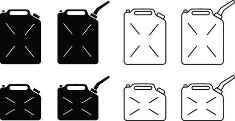 Poster - Jerrycan Gas or Fuel Canister Clipart Set - Outline and Silhouette