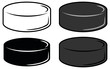 Hockey Puck Clipart Set - Outline, Silhouette and Colored