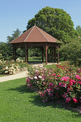Wall Mural - Kiosque dans un parc paysager avec roseraie