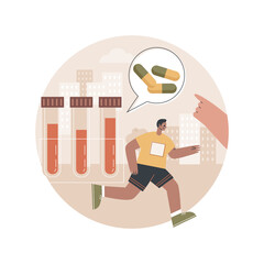 Wall Mural - Doping test abstract concept vector illustration. Performance-enhancing drugs, doping use in sport, positive negative test report, laboratory analysis, blood sample, urine can abstract metaphor.