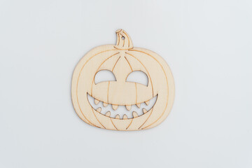 Wall Mural - wooden jack o lantern pumpkin