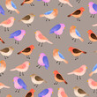 watercolor birds in seamless pattern