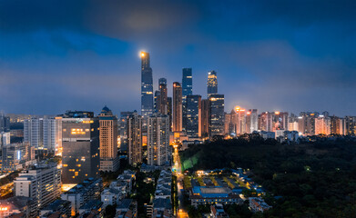 Wall Mural - Night view of urban CBD in Nanning, Guangxi, China