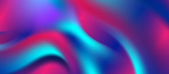 Wall Mural - Abstract blue and purple liquid waves futuristic background. Glowing retro wavy vector design