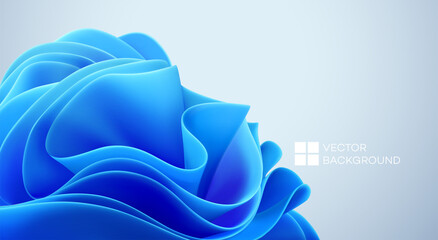 Poster - Blue wavy shapes on a black background. 3d trendy modern background. Blue waves abstract shape. Vector illustration