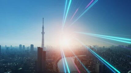 Aufkleber - 都市を走る光の帯　未来への道