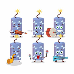 Sticker - Cartoon character of light blue firecracker playing some musical instruments