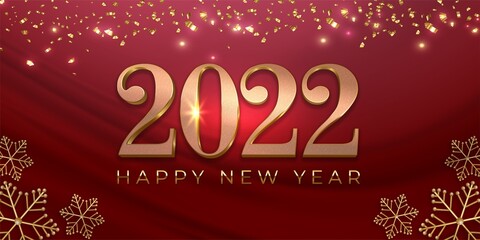 Confetti new year 2022 Editable text number on red background