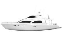 White Yacht Model Isolated On White Background. Side View. 3D. Vector Illustration