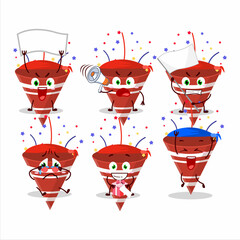 Poster - Mascot design style of red party popper with confetti character as an attractive supporter