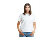 © Kalim - Young woman in white shirt isolated