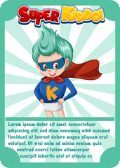Poster - Character game card template with word Super Kiddo