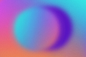 Poster - Abstract pastel neon holographic blurred grainy circle gradient background texture. Colorful digital grain soft noise effect pattern. Lo-fi multicolor vintage retro design template
