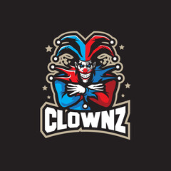 Wall Mural - Clown mascot logo design vector with modern illustration concept style for badge, emblem and t shirt printing. Angry clown illustration for sport team.