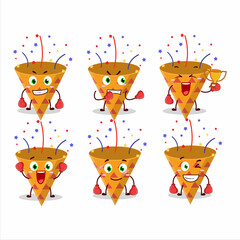 Sticker - A sporty red rocket firework boxing athlete cartoon mascot design