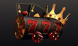 casino slot machine crown king set card chips banner 3d render 3d rendering illustration 