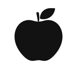 Wall Mural - apple icon black silhouette.
