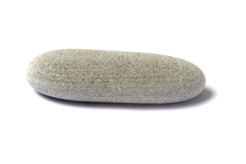 Canvas Print - natural stone with shadow isolated on white background. sea pebbles