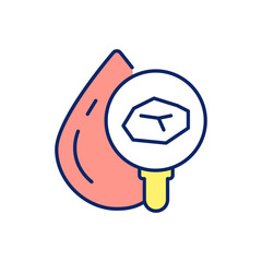 Sticker - Laboratory blood testing RGB color icon. Diseases lab diagnostics. Counting white blood cells. Detecting plaque buildup in arteries. Isolated vector illustration. Simple filled line drawing